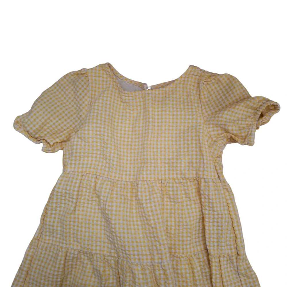 Yellow Gingham Puff Sleeve Dress for Toddler‎ Girls Size 6-7